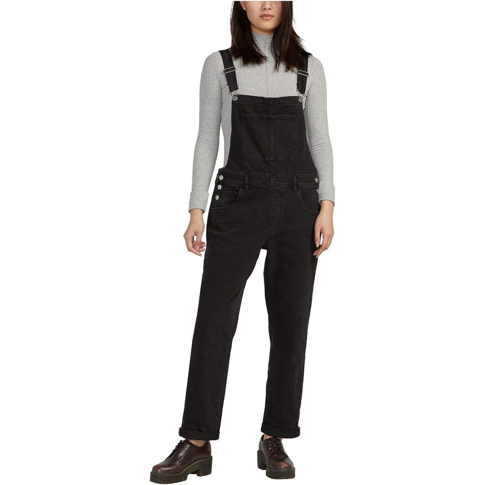 Silver Jeans Black Denim Overalls Classic Style